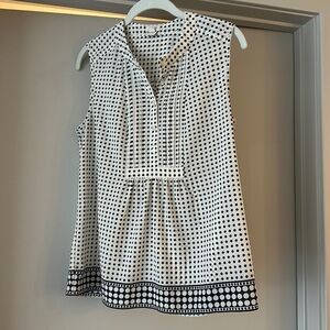 j crew blouse size 6, cream and navy